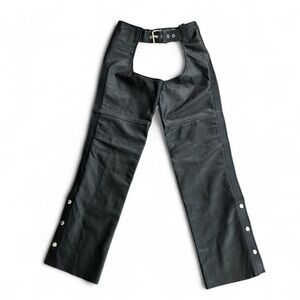 Genuine Leather Biker Chaps Black Leather Unisex Size XXS Like New